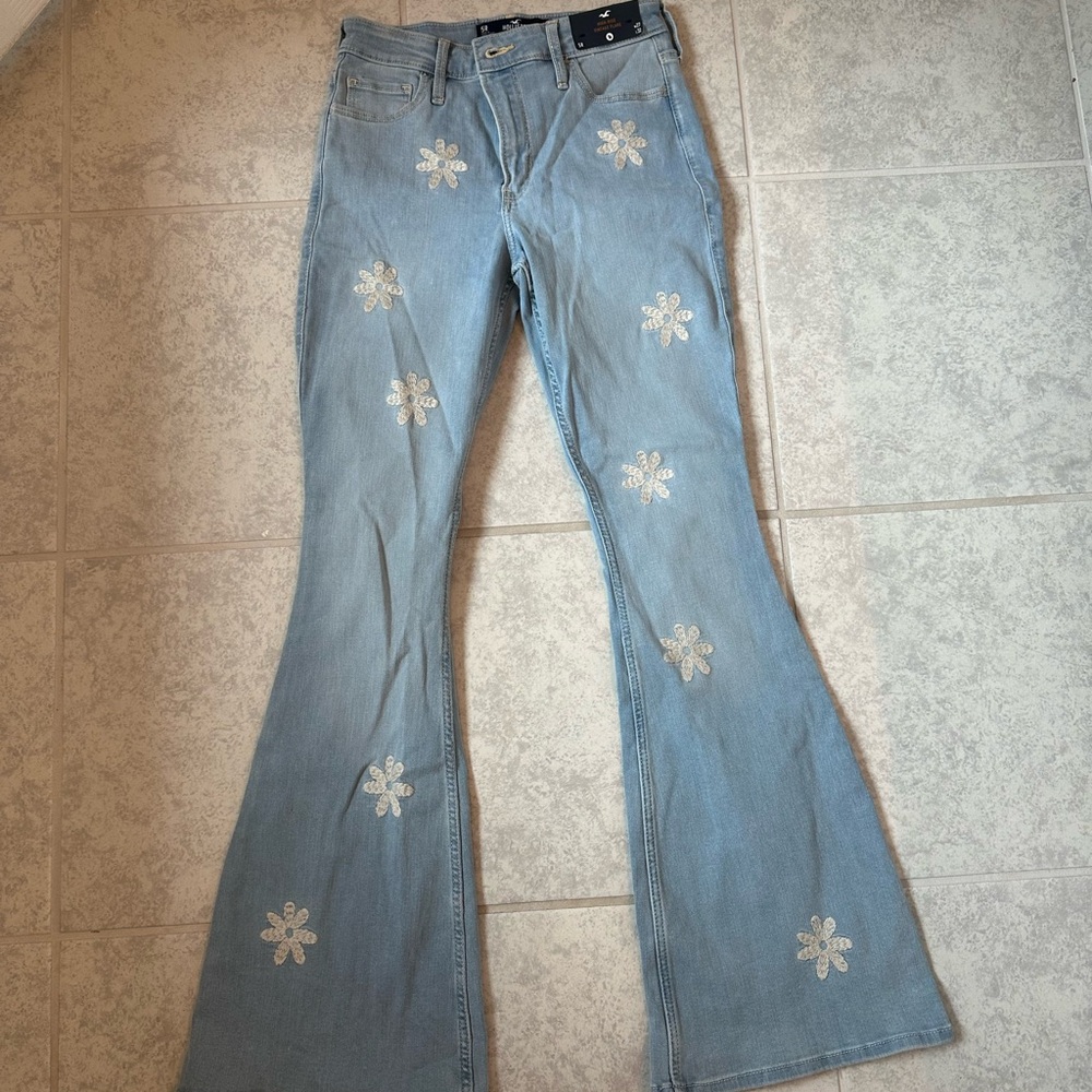Floral Embroidered Flare Jeans